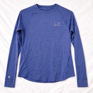 Women's Vineyard Vines Performance Long Sleeve Tee Blue XS Thumb Holes